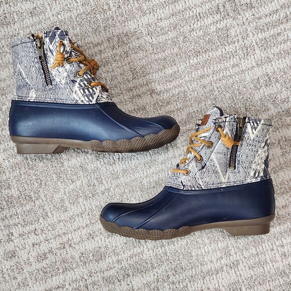Sperry women's Saltwater rain boot duck boot blue size 6 - Picture 6 of 9